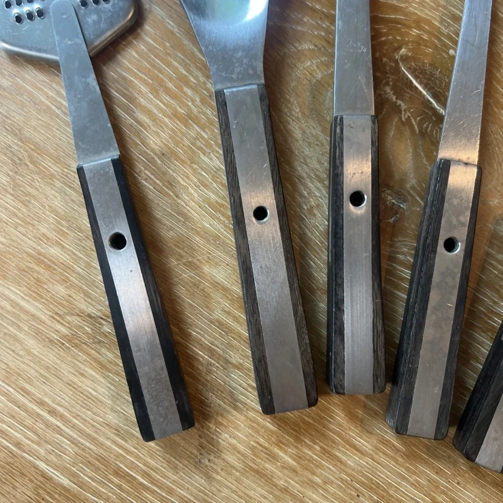Vintage Vernco Stainless Steel Wood Handle Kitchen Utensils Lot of 5